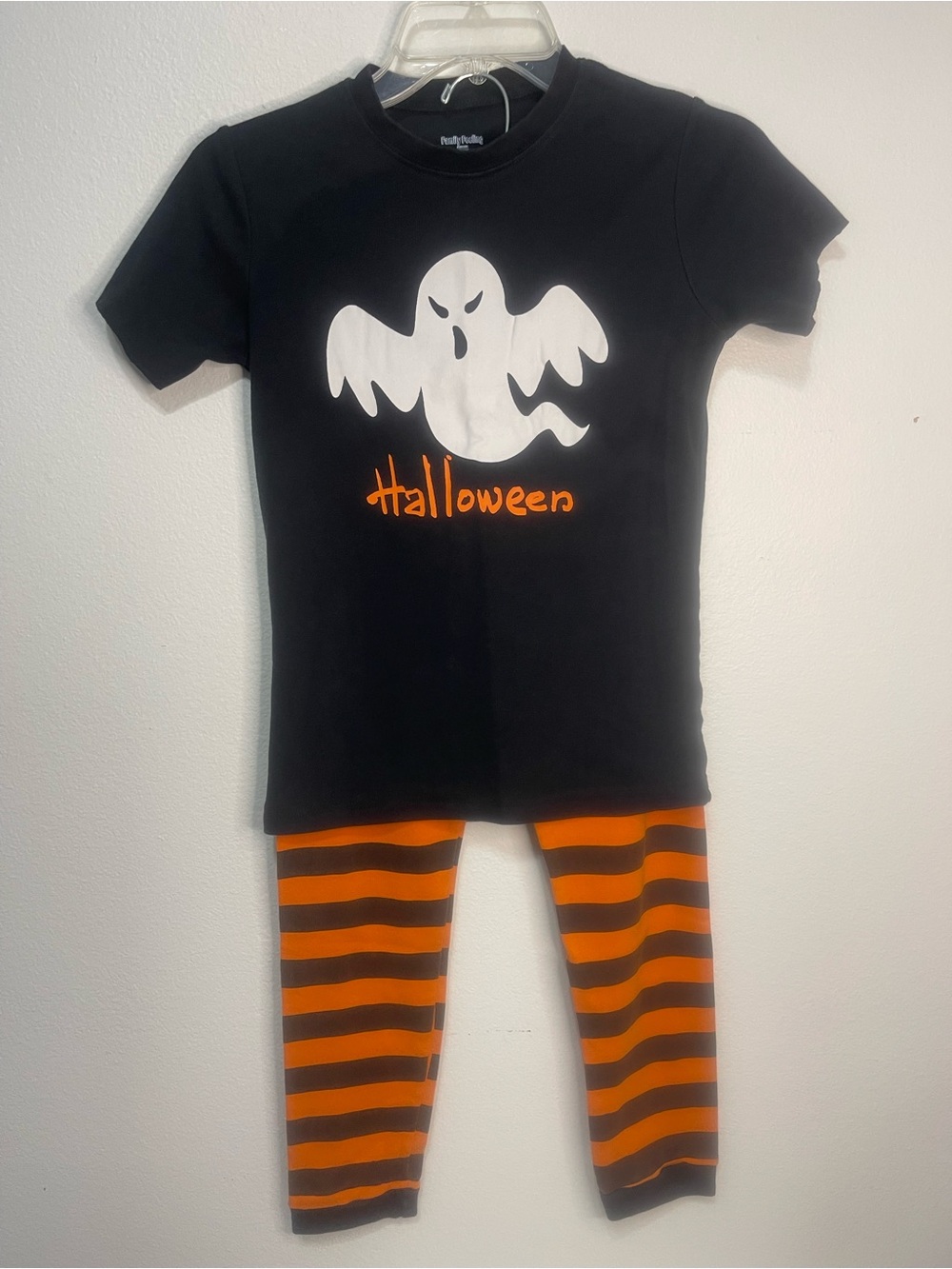 Kids Halloween Ghost Pajama Set - Black & Orange Size Small